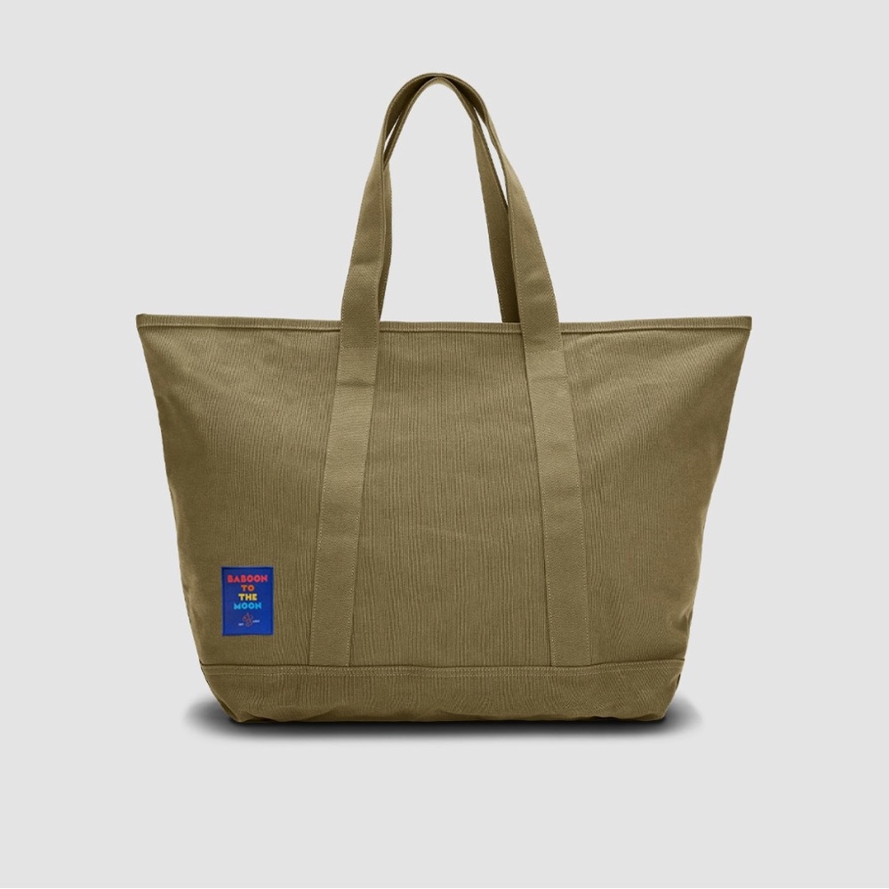 Last chance Mineral Green Baboon To The Moon Canvas Tote (army green tote)